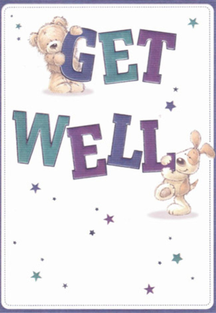 A portrait of gentle encouragement, this get well card captures both Bayswater's warmth and its understated artistry. Spotlighted at its heart, a soft, friendly bear and a sweet puppy are entwined in an atmosphere of hope, their eyes bright with empathy. Around them, lively stars dance and swirl, sending cheerful wishes aloft on an illustrated breeze reminiscent of mornings in Kensington Gardens. Oversized, confident lettering, shaded with thoughtful purples and refreshing aquas, anchors the design with a sense of grounded reassurance. Every brushstroke hints at softness-the bear's plush fur and the puppy's velvet ears-creating a tactile sense of comfort and healing. This card seems tailor-made for accompanying a bouquet sent from Bayswater Florist, reflecting the locality's genuine care whether the gesture is destined for a family home on Queensway or a friend's flat overlooking leafy Leinster Square. The result is a fresh, uplifting burst of kindness, swirling with colour and compassion.